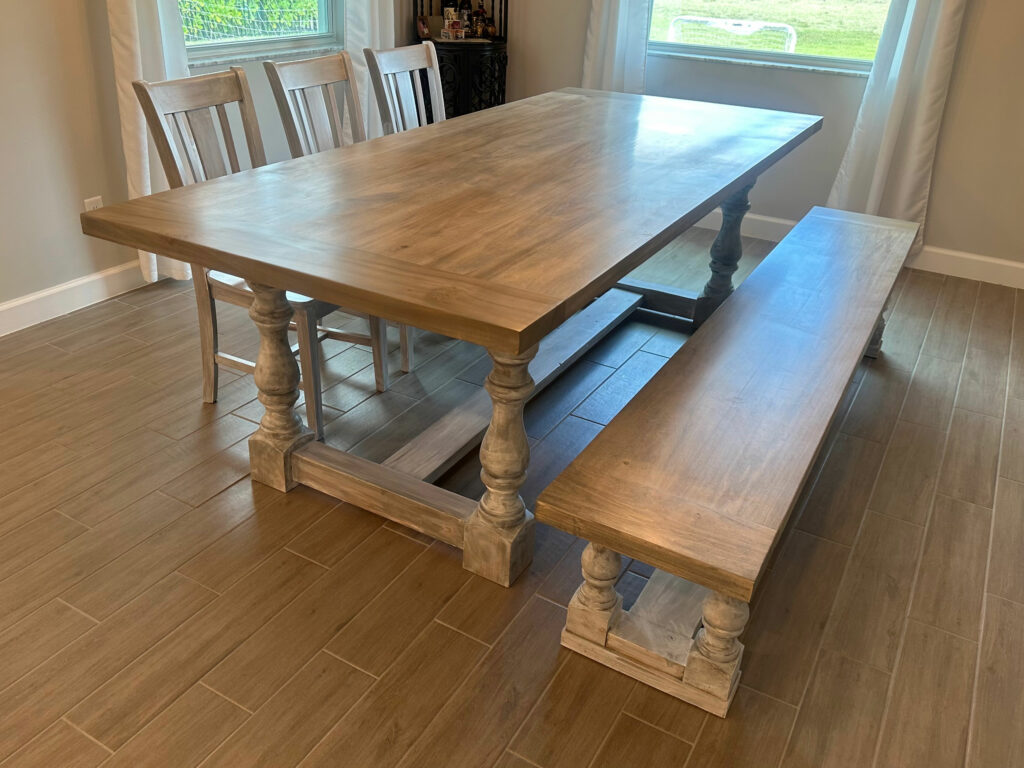 Soft, serene, and soulfully sculpted—our Driftwood Monastery Table brings coastal calm and Old World strength into perfect balance.